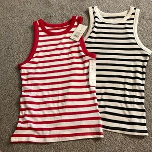 A New Day 2pk high neck Striped Tank Tops